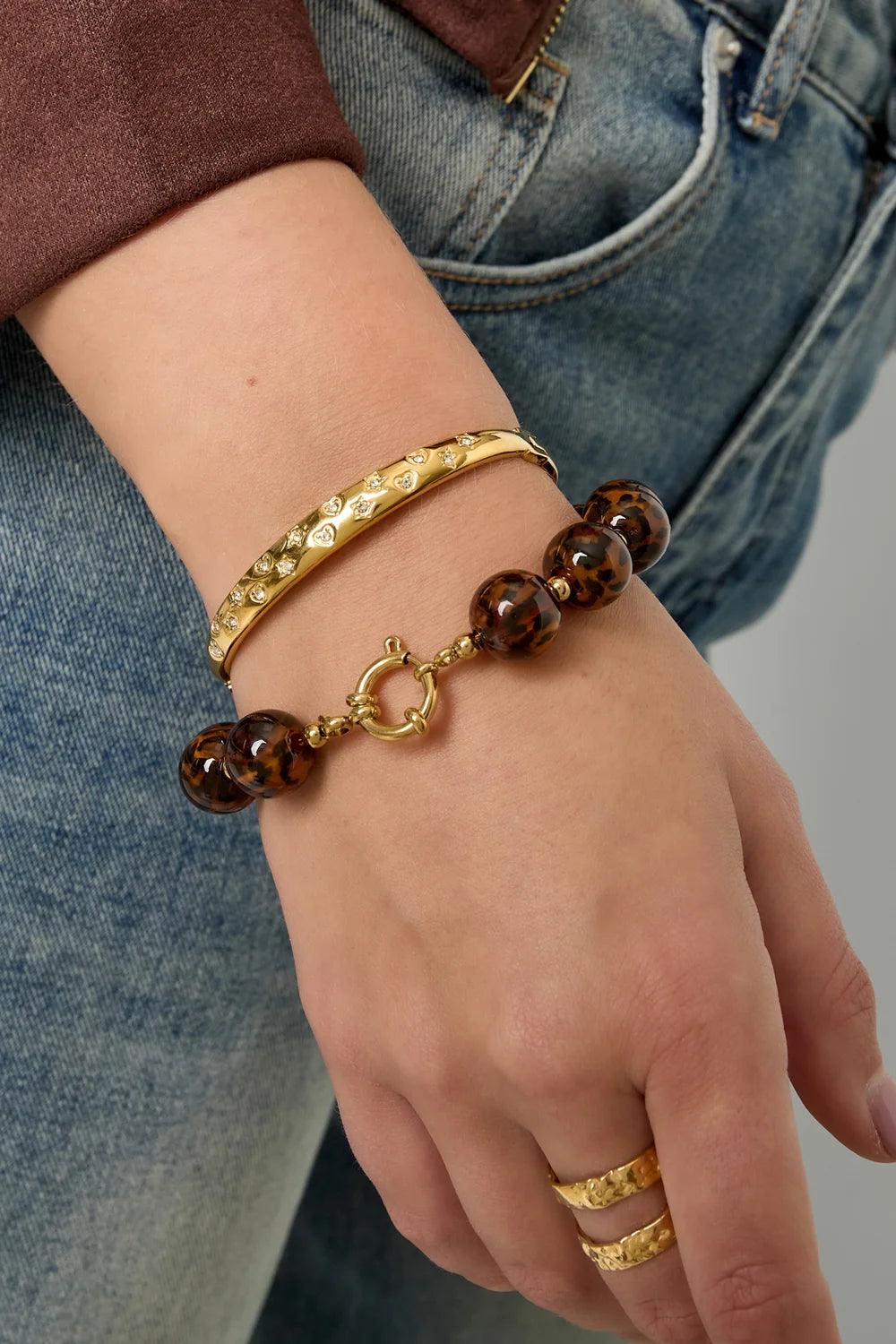 "Aurelia" Engraved Heart & Celestial Star Bangle