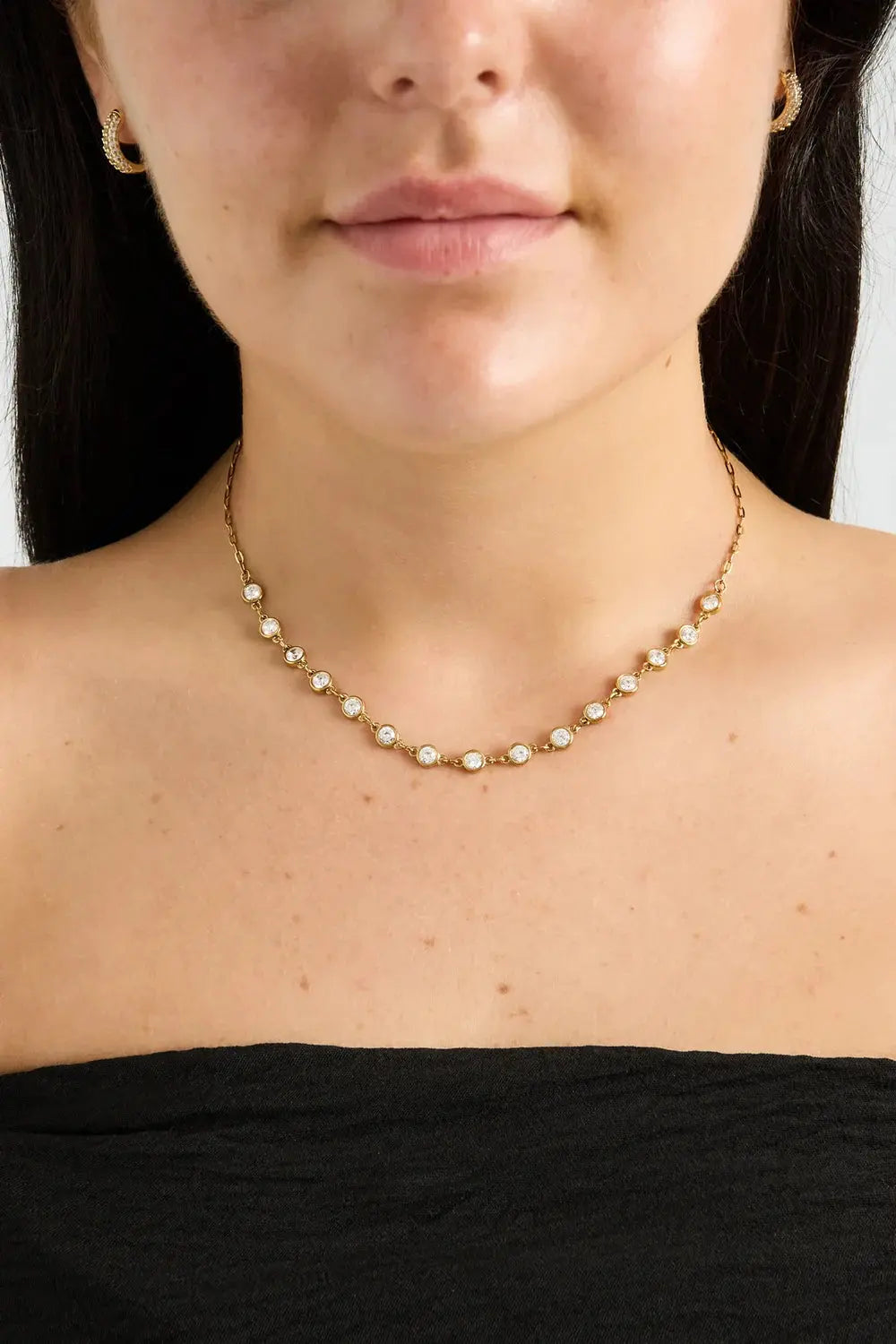 "Clara" Solitaire Crystal Station Necklace Ailani Jewels