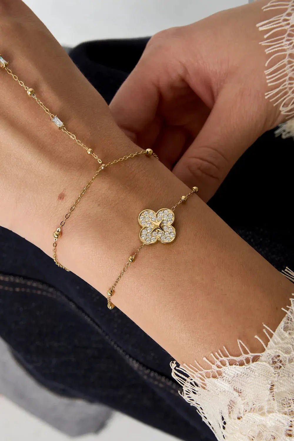 "Seraphina" Pavé Clover & Starburst Satellite Bracelet Ailani Jewels