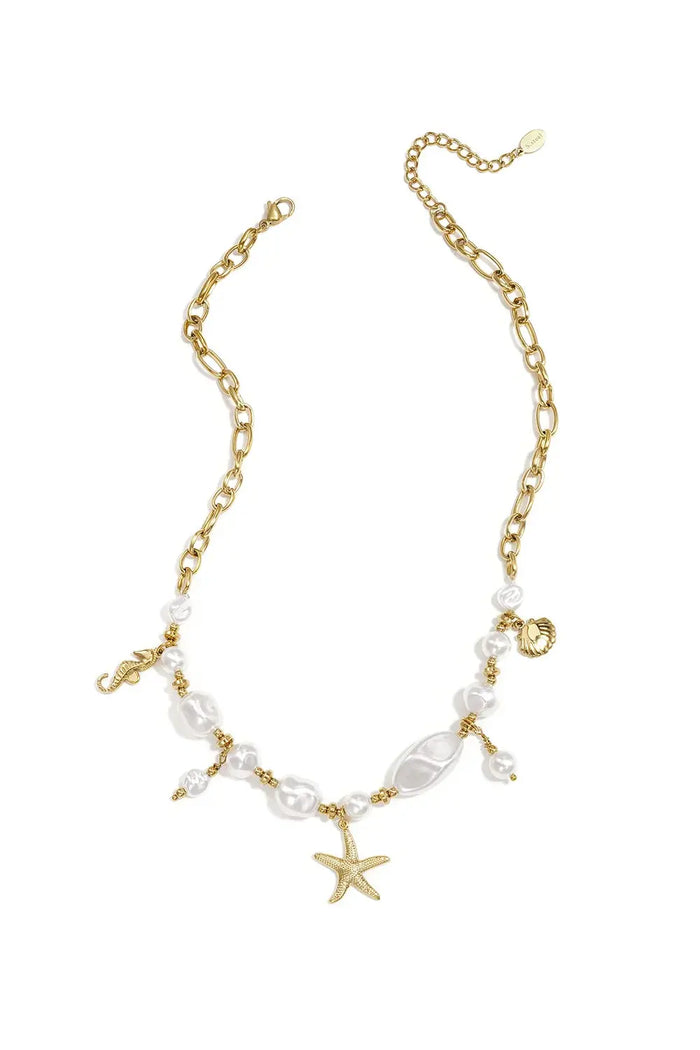 "Sirena" Baroque Pearl & Ocean Charm Necklace Ailani Jewels