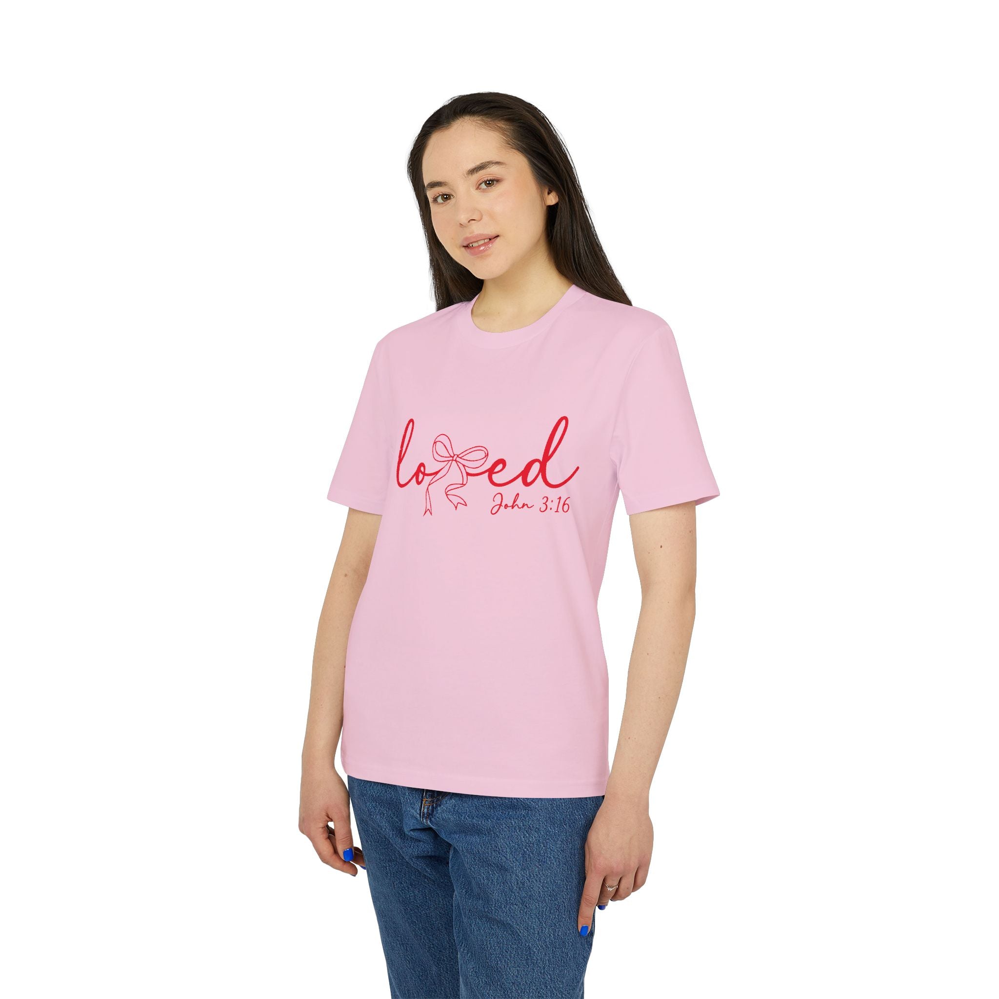 Loved John 3:16 T-Shirt — Christian Faith Bow Tee