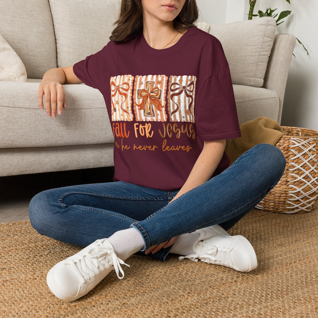 Fall for Jesus T-Shirt — Autumn Gift Cross Graphic Tee