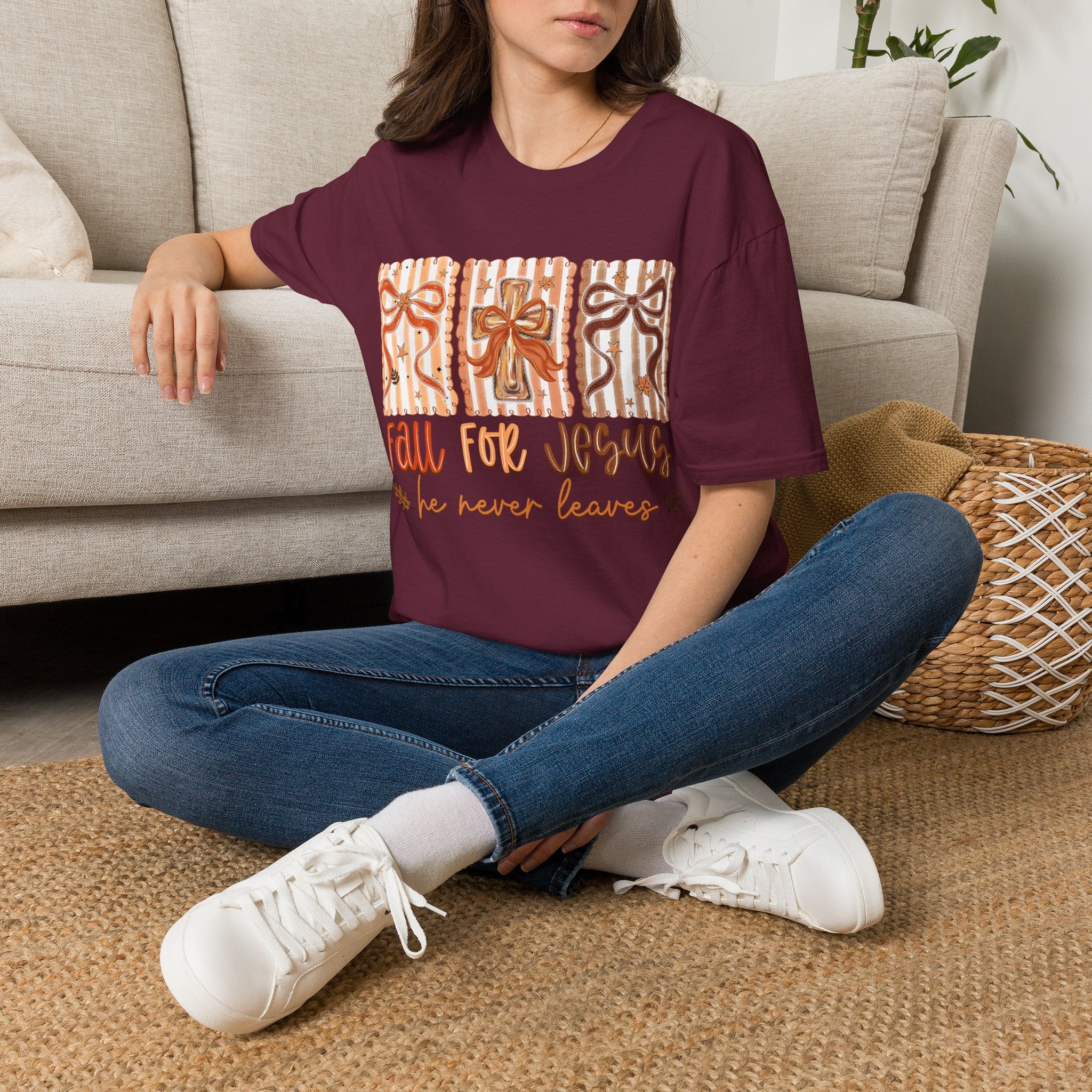 Fall for Jesus T-Shirt — Autumn Gift Cross Graphic Tee