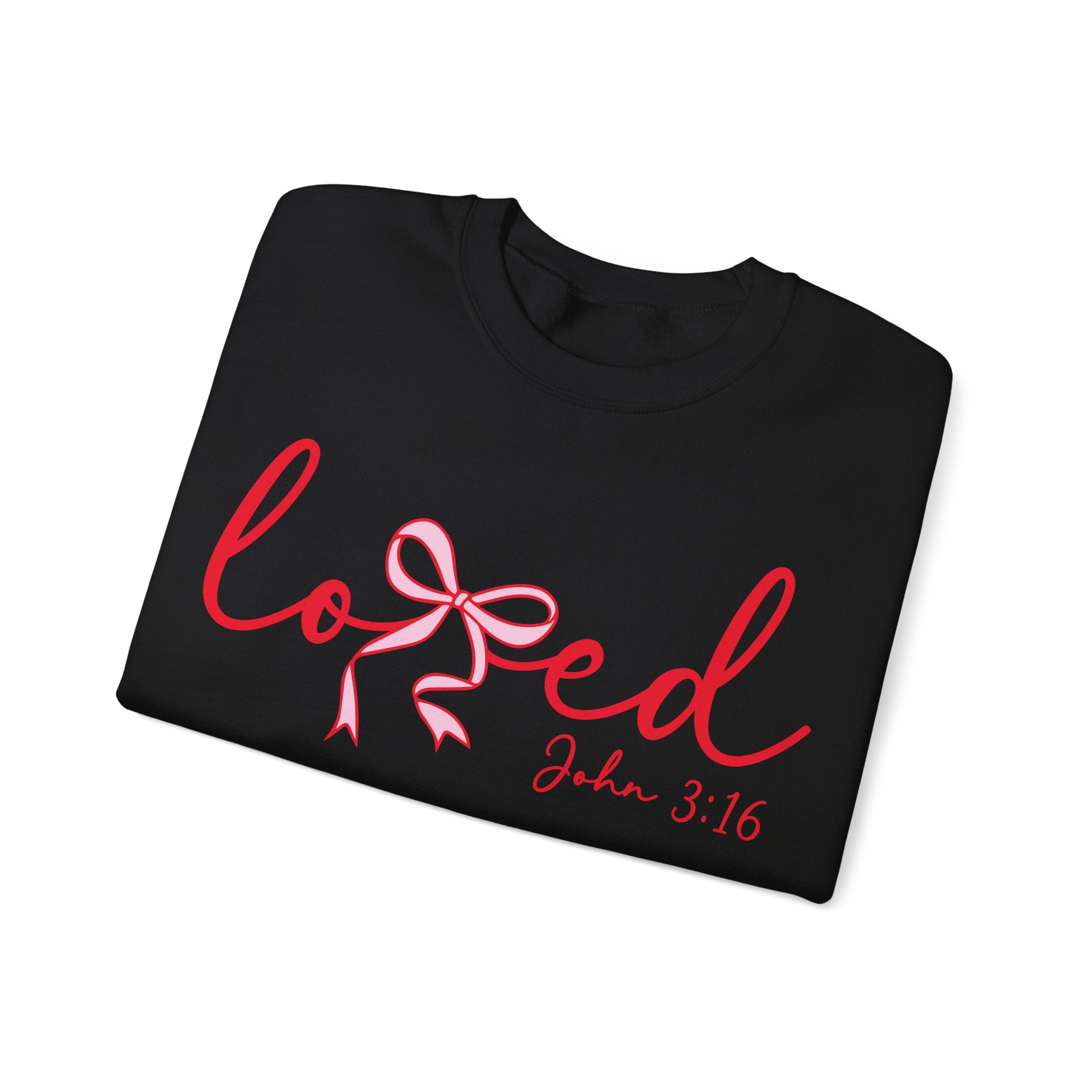 Loved Crewneck Sweatshirt — John 3:16 Christian Faith Pullover