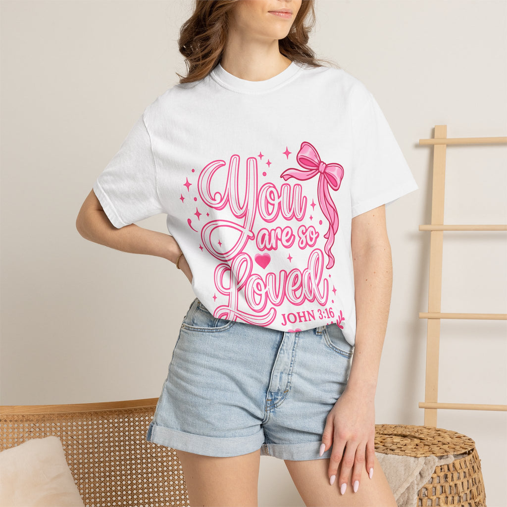 You Are So Loved T-Shirt — Christian Pink Ribbon John 3:16 Tee