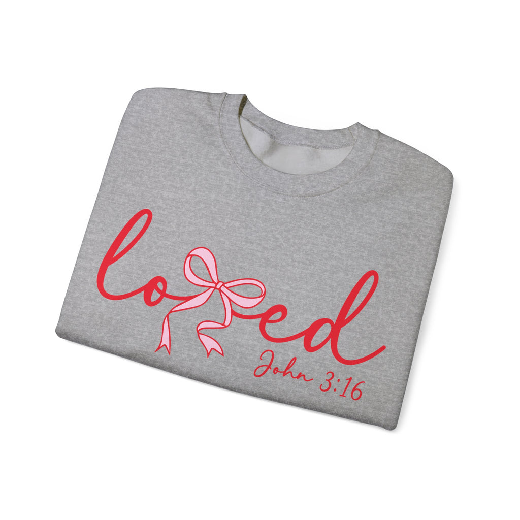 Loved Crewneck Sweatshirt — John 3:16 Christian Faith Pullover