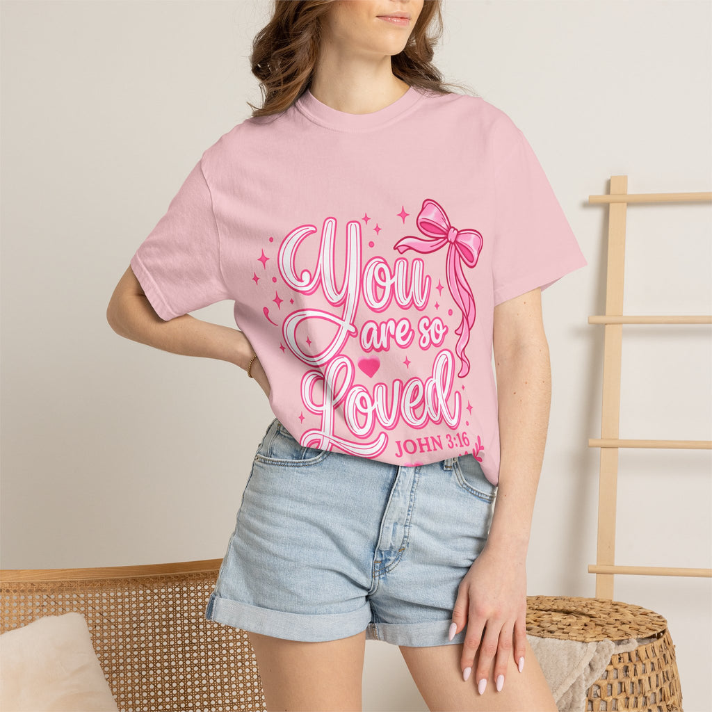 You Are So Loved T-Shirt — Christian Pink Ribbon John 3:16 Tee