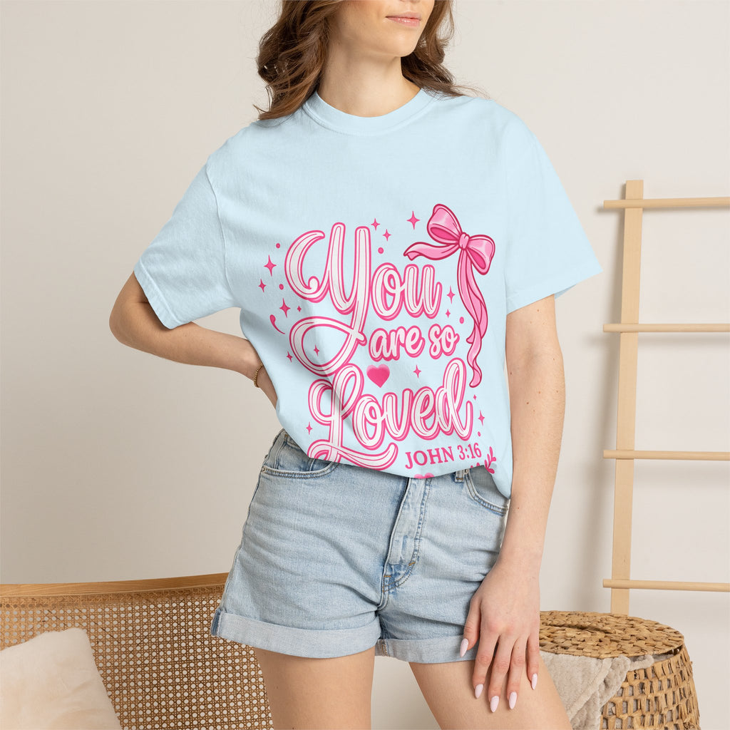 You Are So Loved T-Shirt — Christian Pink Ribbon John 3:16 Tee