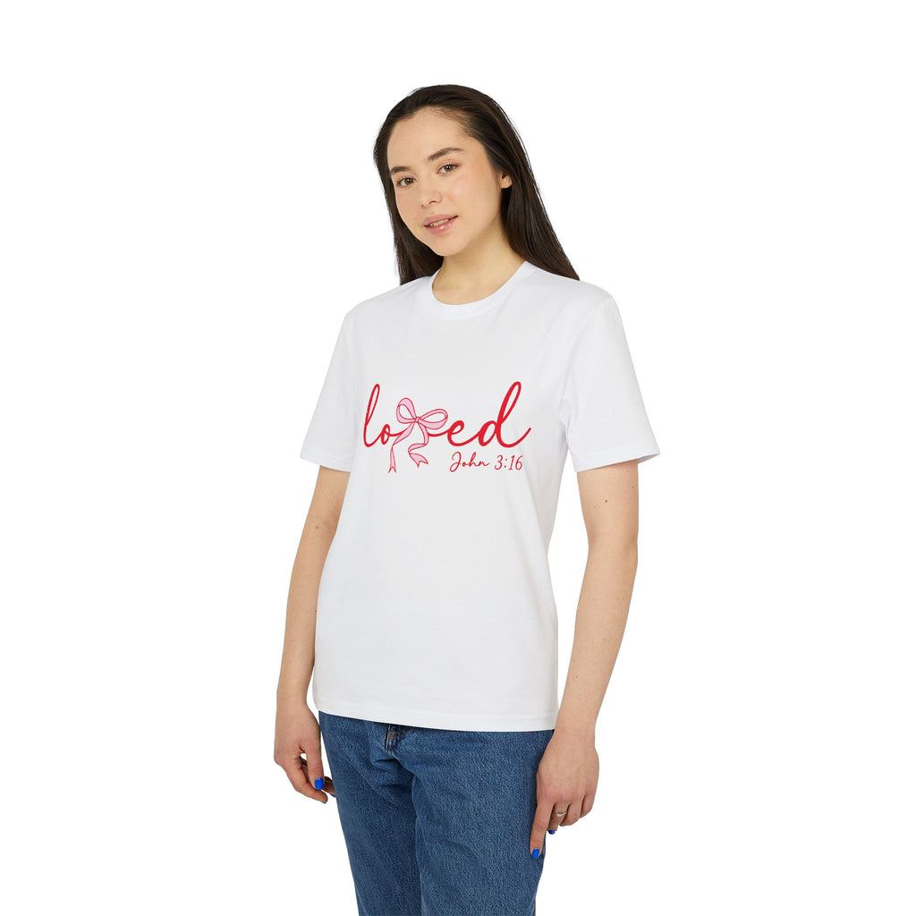 Loved John 3:16 T-Shirt — Christian Faith Bow Tee