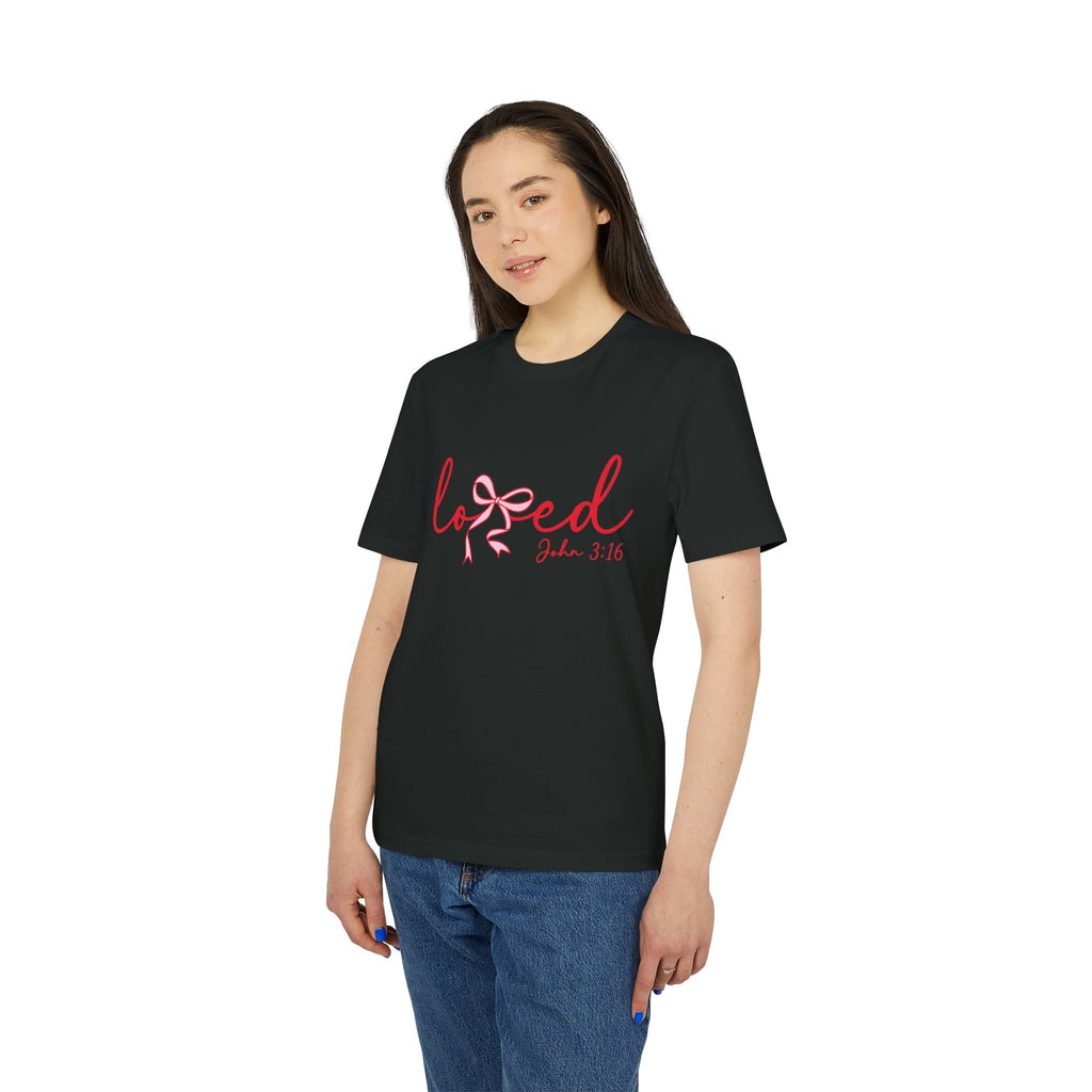 Loved John 3:16 T-Shirt — Christian Faith Bow Tee