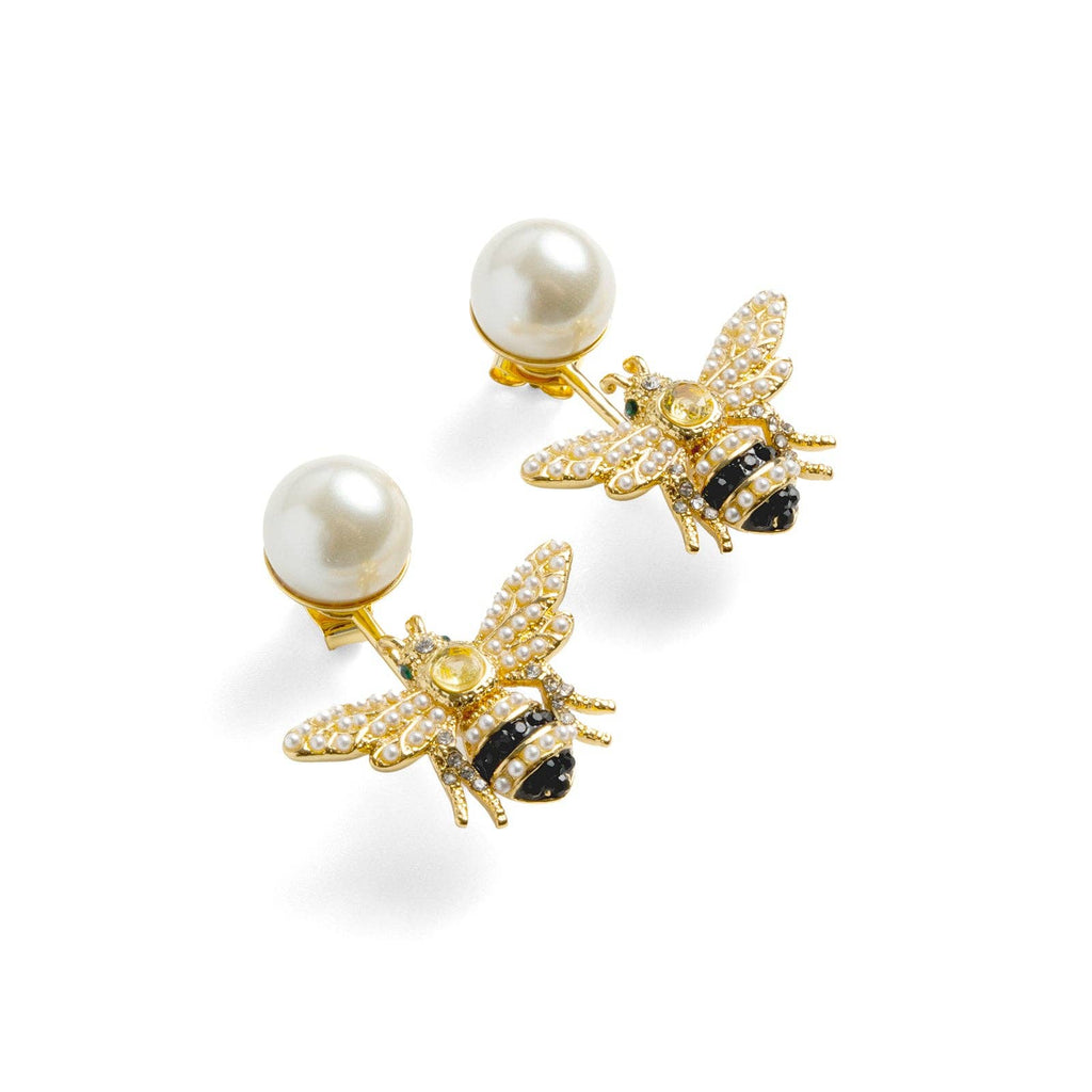 "Queen Bee" Pearl Front-Back Statement Earrings