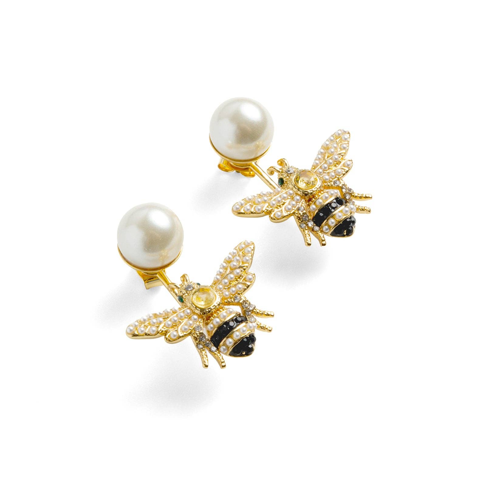 "Queen Bee" Pearl Front-Back Statement Earrings