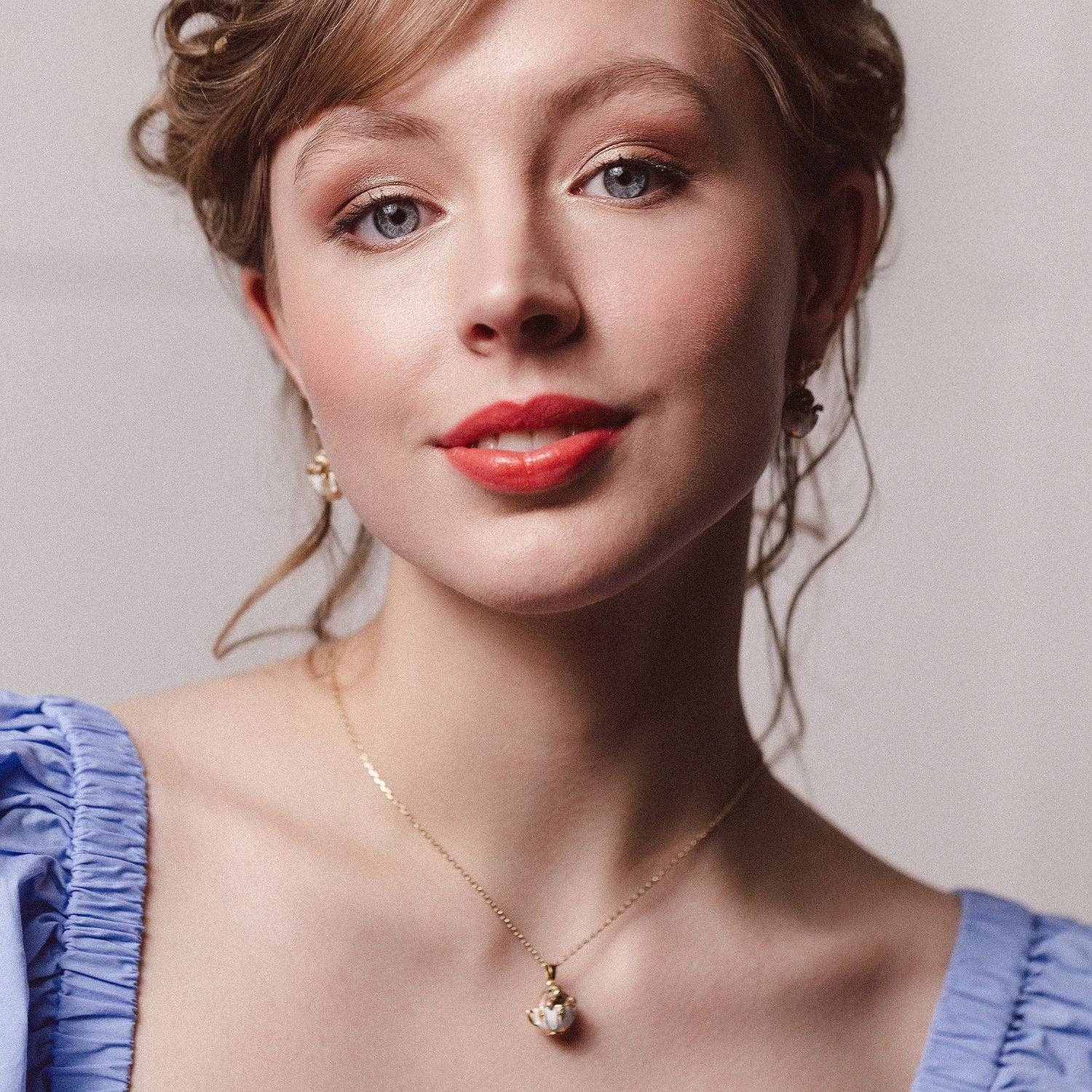 "Alice" Teacup Bunny Drop Earrings