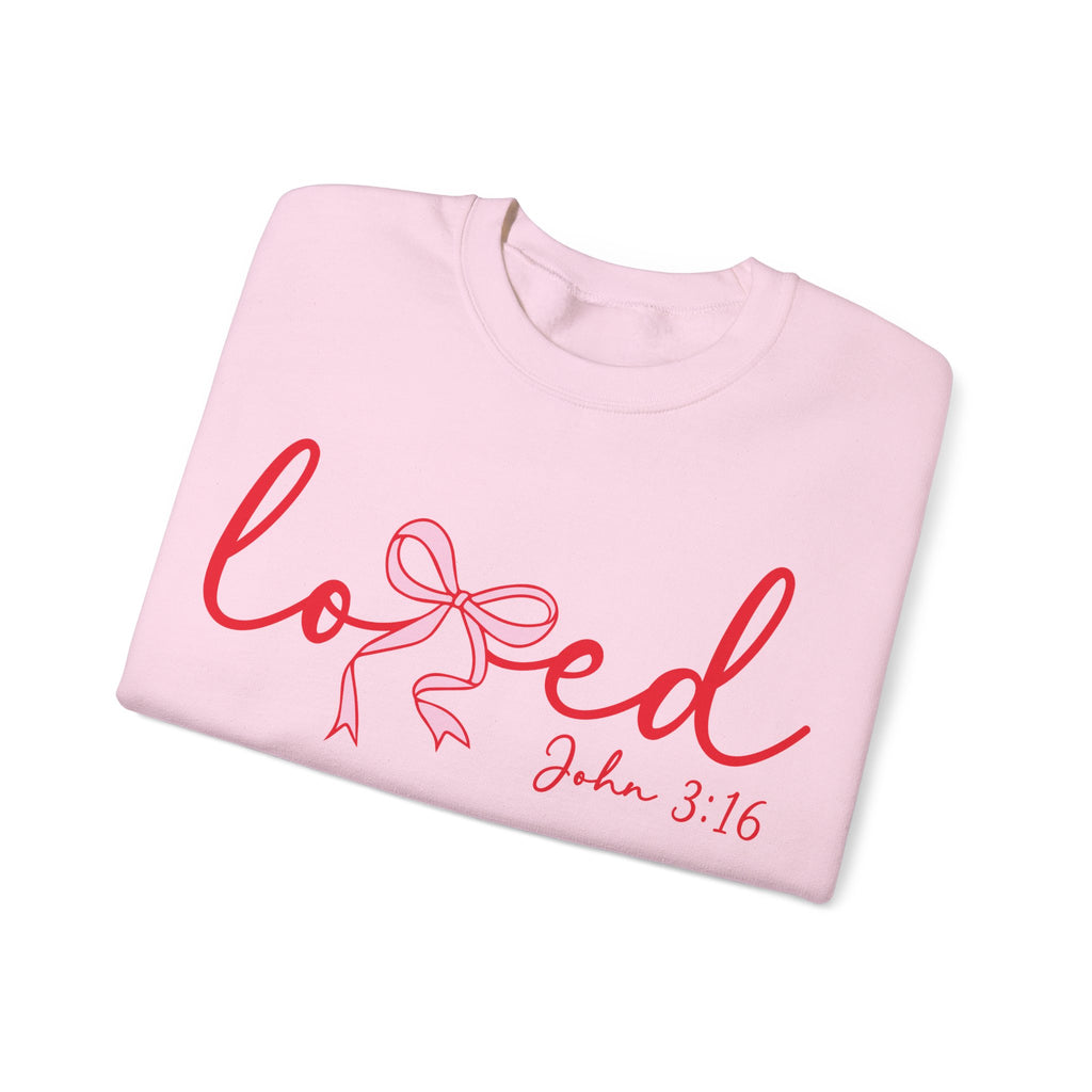 Loved Crewneck Sweatshirt — John 3:16 Christian Faith Pullover