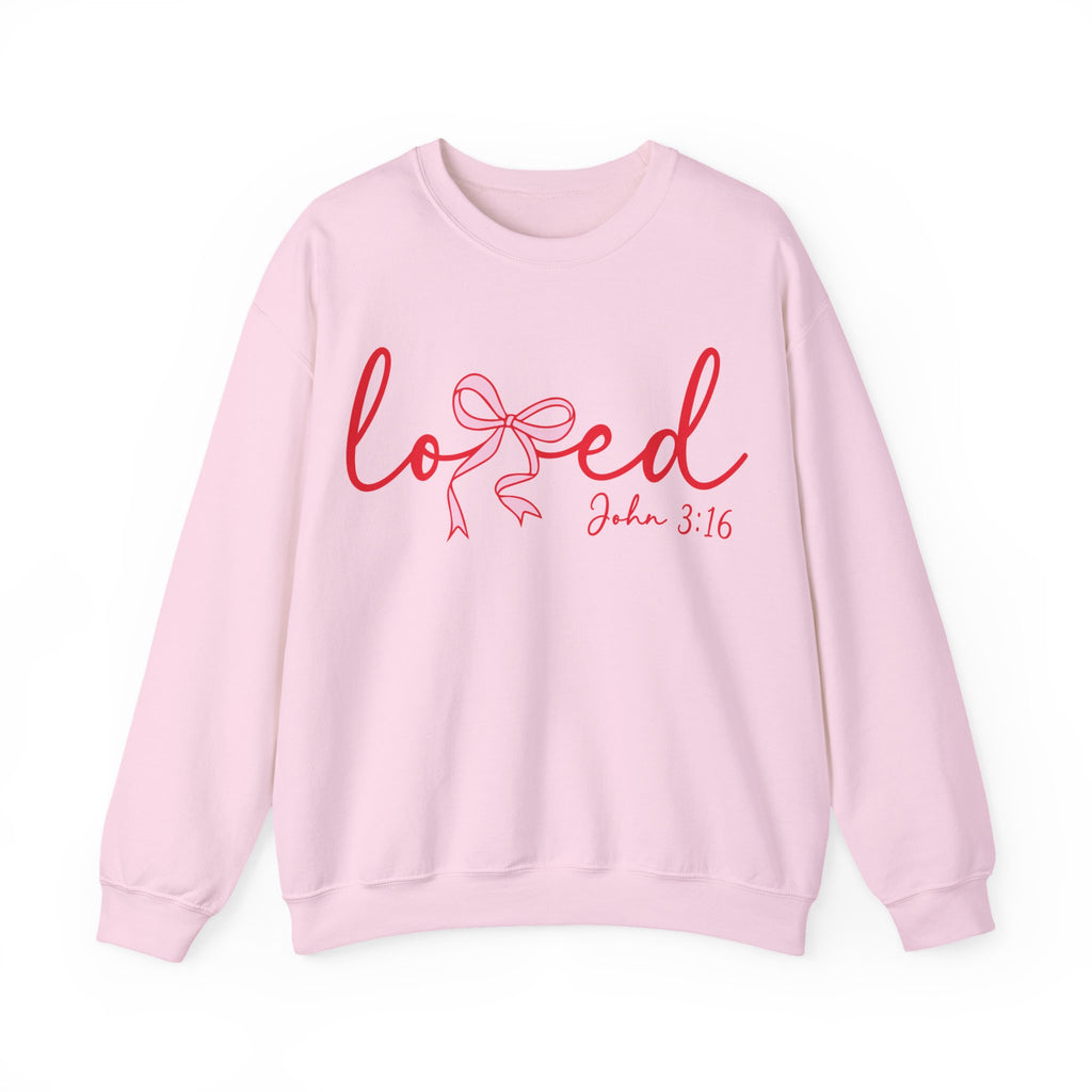 Loved Crewneck Sweatshirt — John 3:16 Christian Faith Pullover