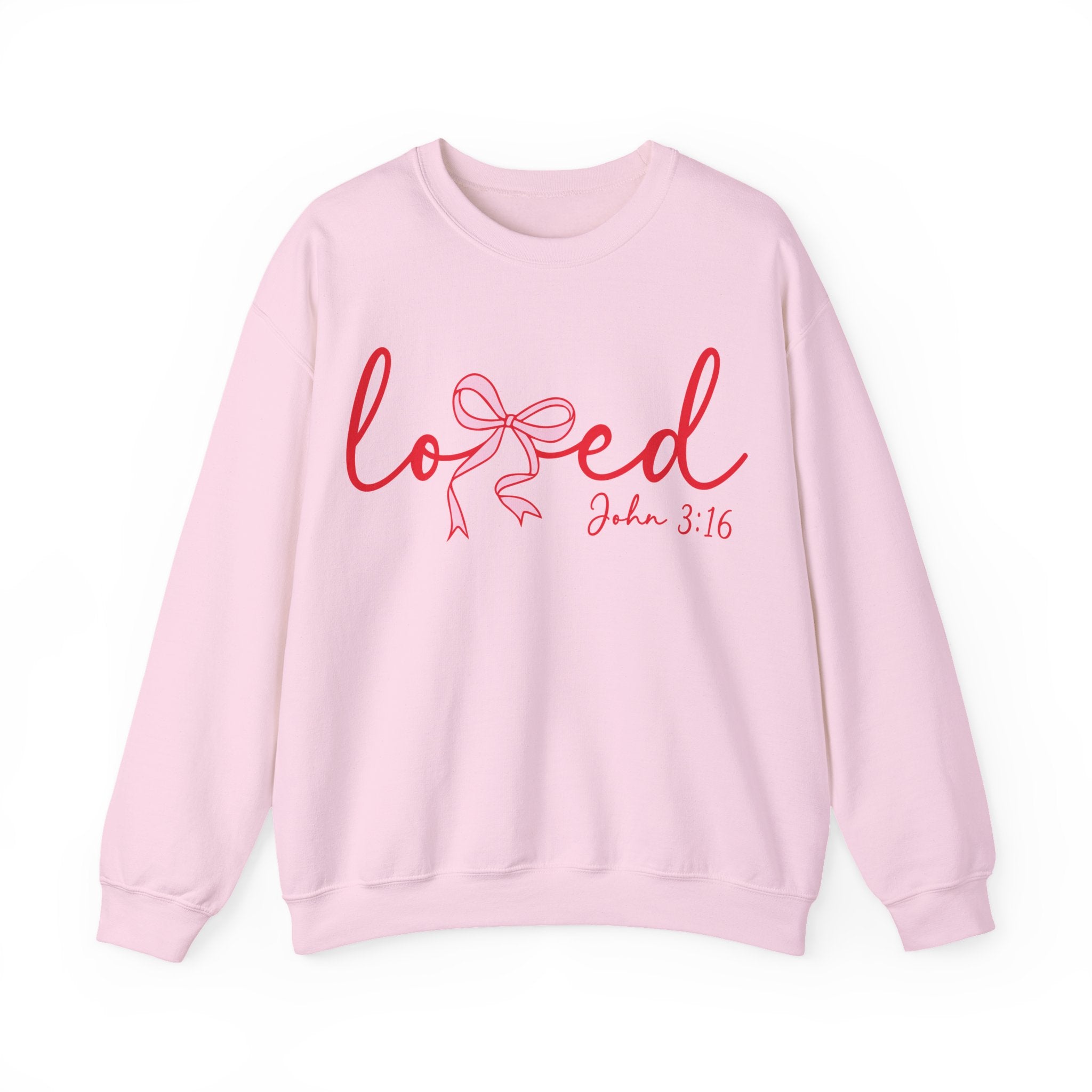 Loved Crewneck Sweatshirt — John 3:16 Christian Faith Pullover