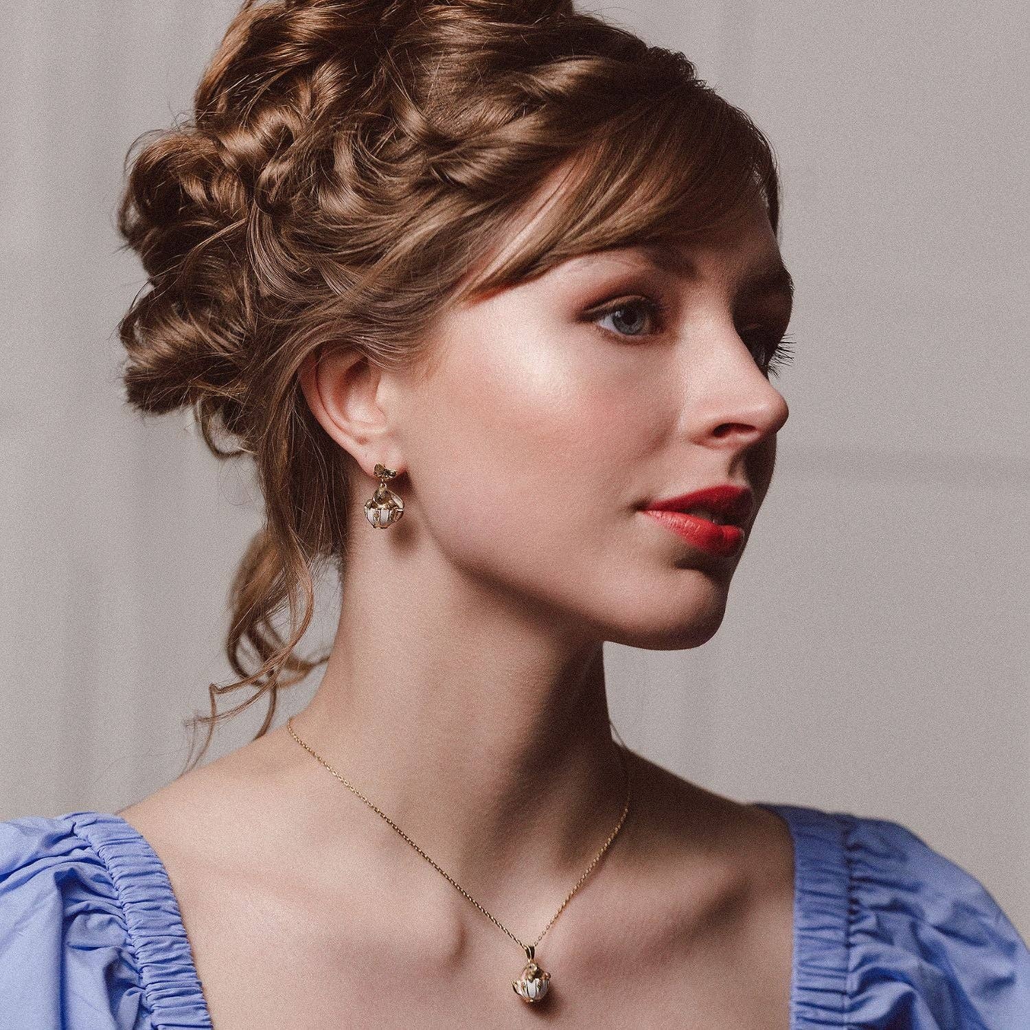 "Alice" Teacup Bunny Drop Earrings