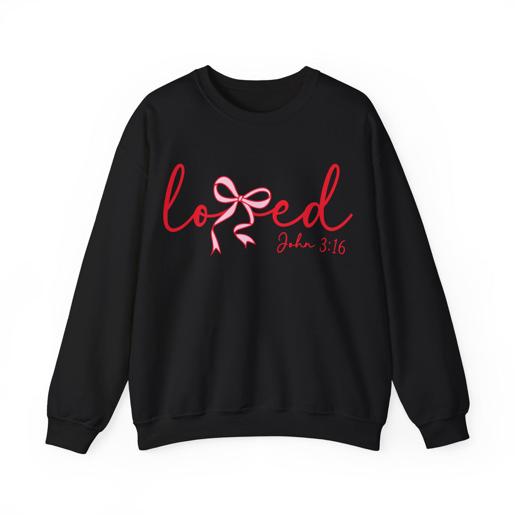 Loved Crewneck Sweatshirt — John 3:16 Christian Faith Pullover