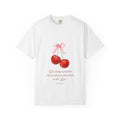 Cherry Illustration T-Shirt — "Be strong and take heart; all you who hope in the Lord" Christian Scripture Tee