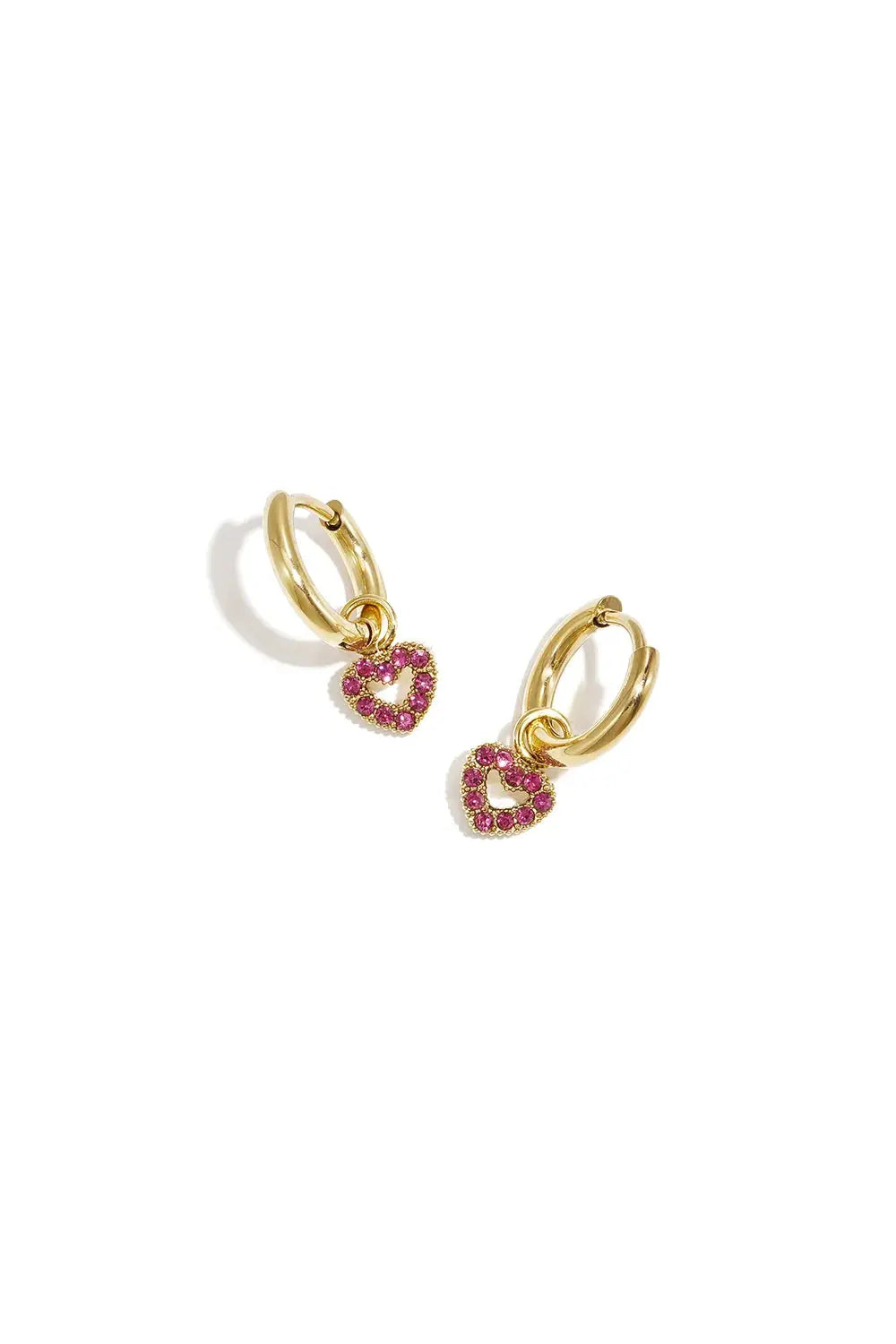 "Amada" Pink Crystal Heart Earrings Ailani Jewels