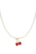 "Cerise" Cherry Pearl Drop Necklace Ailani Jewels