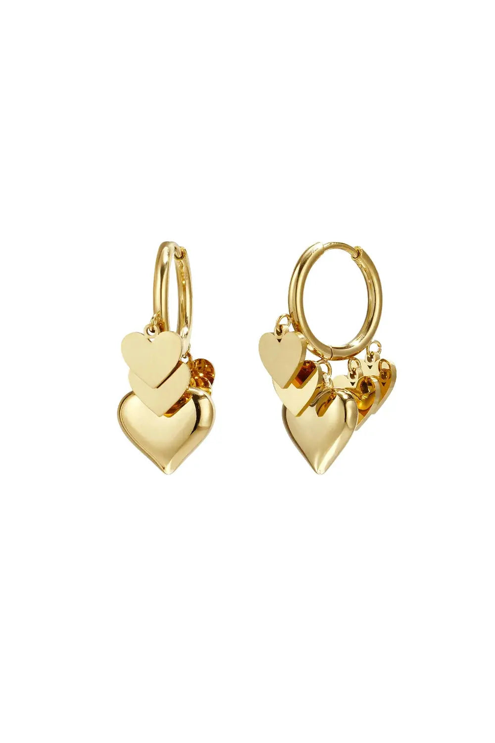 "Chérie Drop" Multi-Heart Charm Hoop Earrings Ailani Jewels