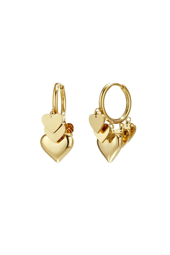 "Chérie Drop" Multi-Heart Charm Hoop Earrings Ailani Jewels