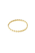 A gold-plated structured rigid hinged bangle bracelet featuring a continuous, repeating pattern of small three-dimensional puffy heart links with a high-polish mirror finish. cherie-puffy-heart-hinged-bangle.webp