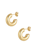 A pair of gold-plated chunky C-hoop post earrings featuring a thick, smooth crescent silhouette and a high-polish mirror finish. cleo-chunky-c-hoop-earrings.jpg