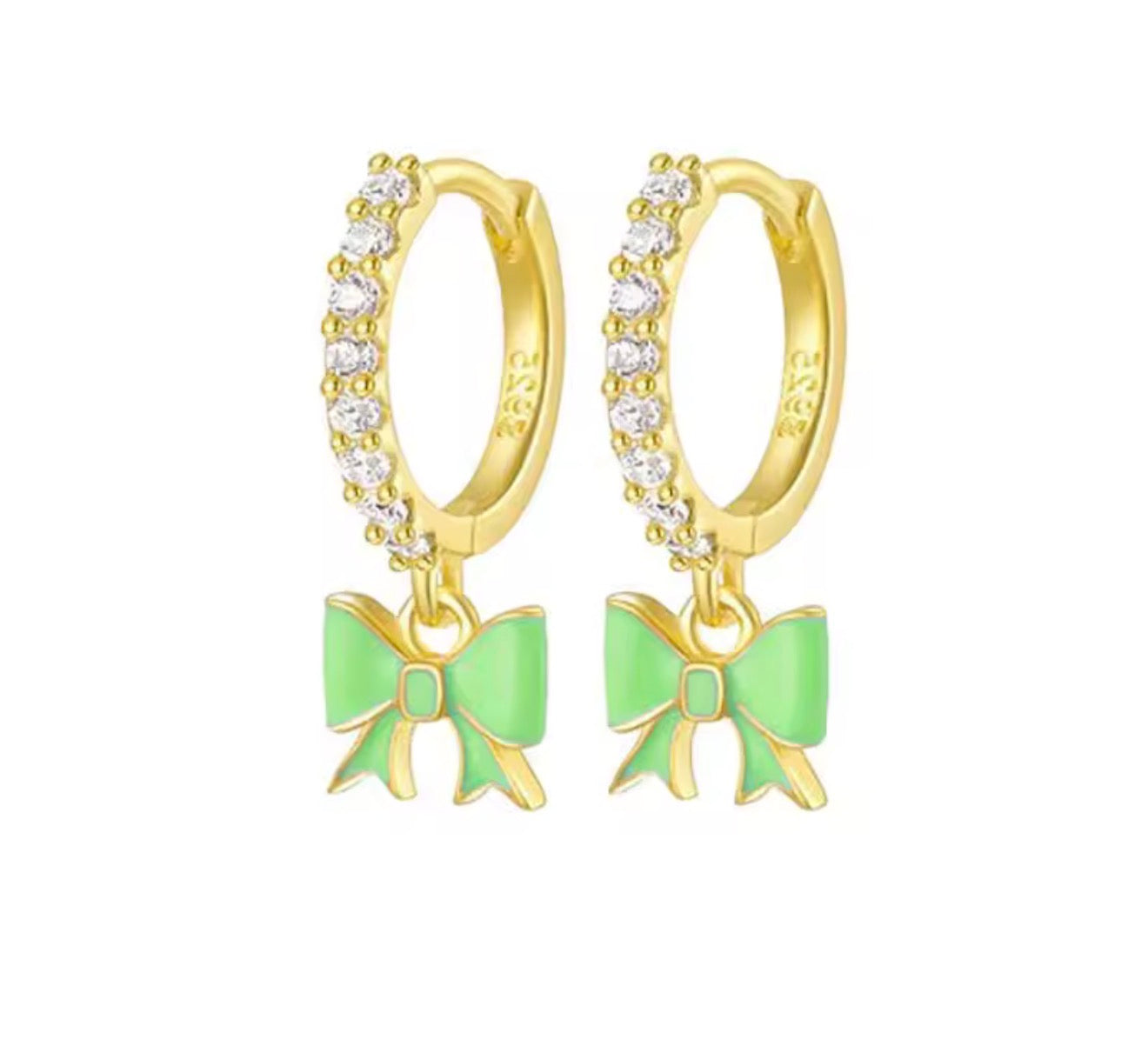 "Colette" Pink Bow Huggie Hoop Earrings