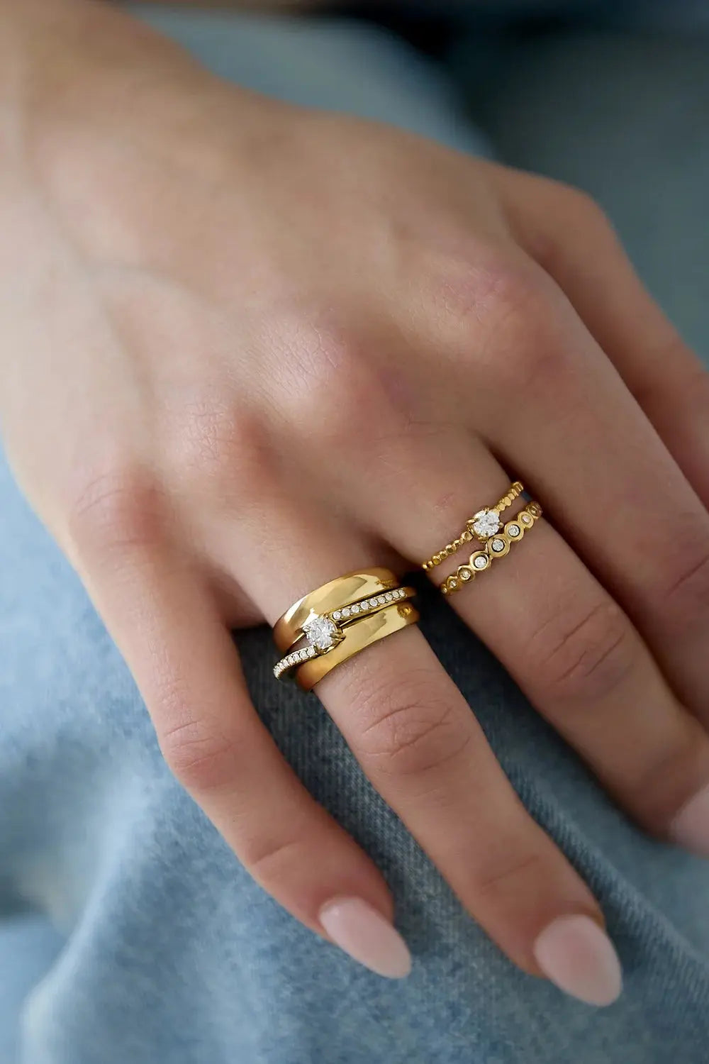 "Sienna Multi" Triple-Row Solitaire Ring Ailani Jewels