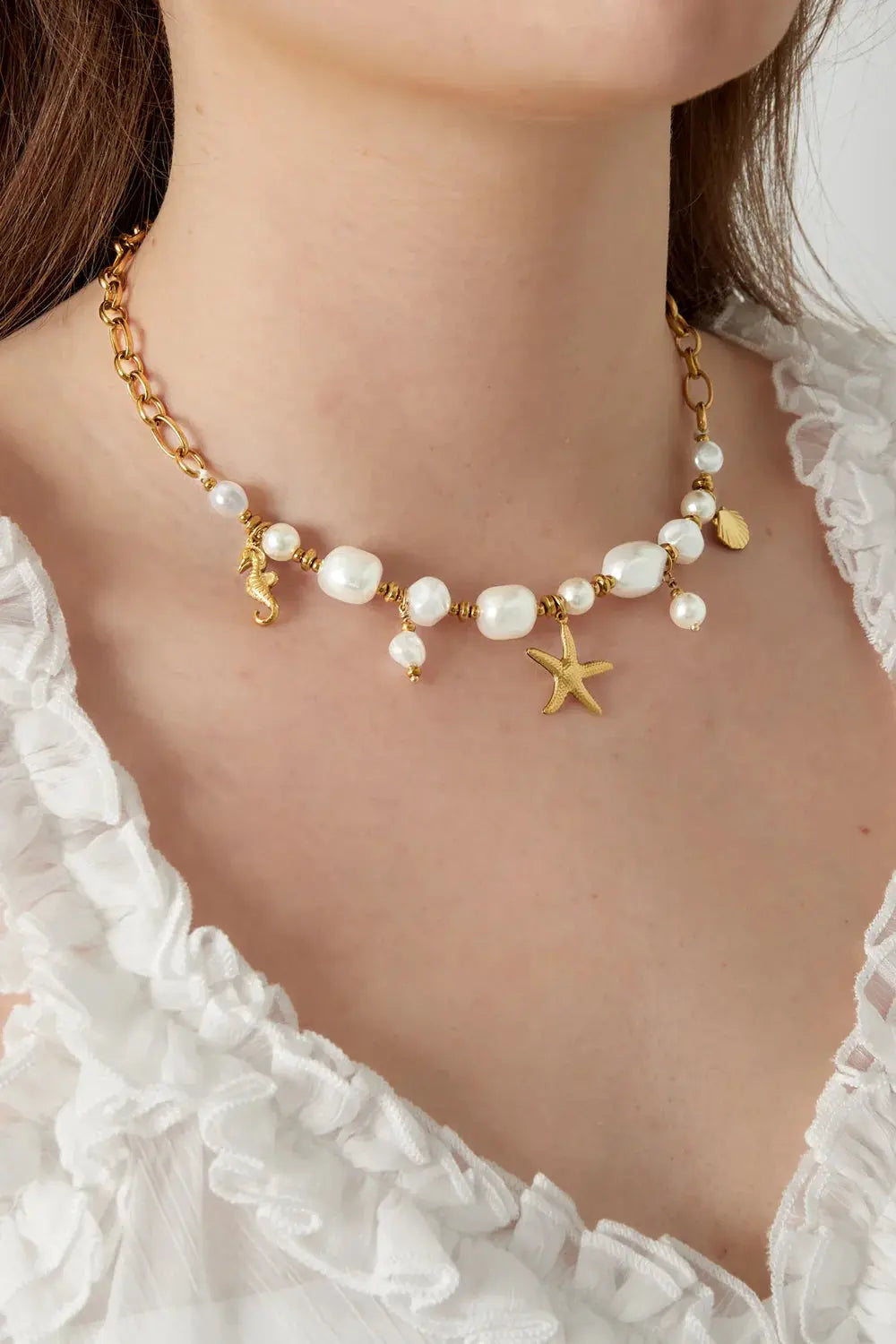 "Sirena" Baroque Pearl & Ocean Charm Necklace Ailani Jewels