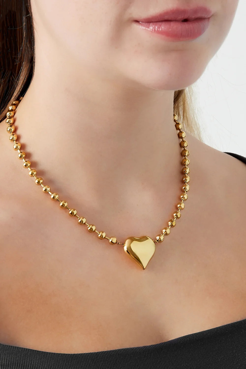 "Chérie" Puffy Heart Satellite Necklace