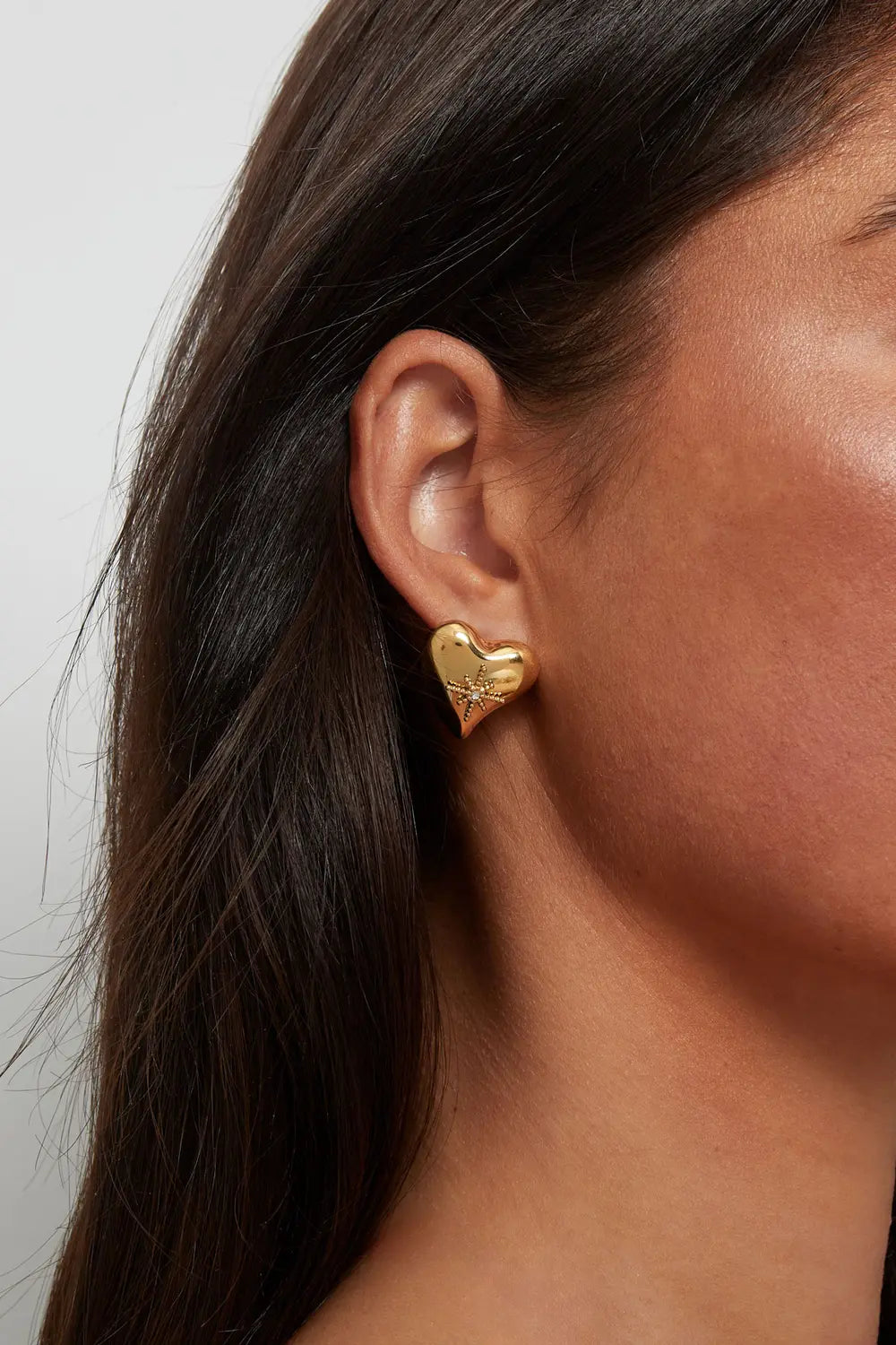"Celeste" Puffy Heart Starburst Stud Earrings