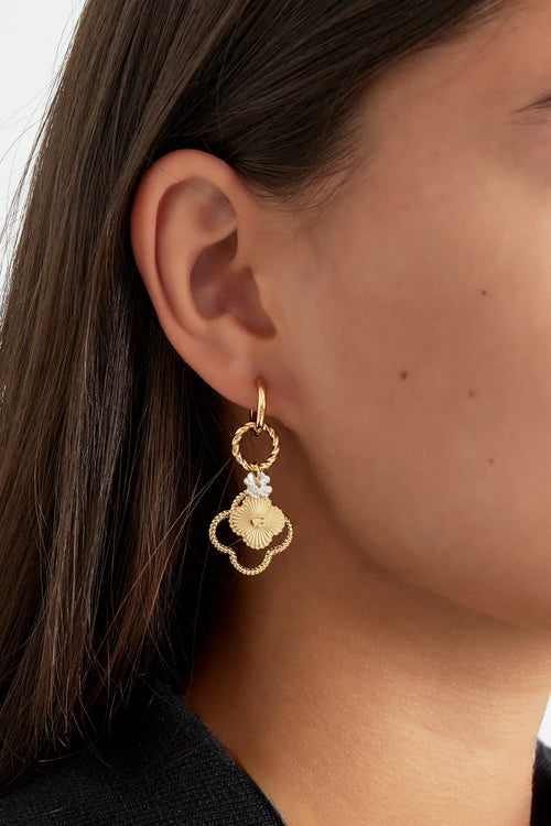 "Aurelia" Sunburst Clover Drop Earrings Ailani Jewels