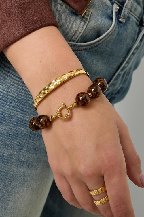 "Aurelia" Engraved Heart & Celestial Star Bangle