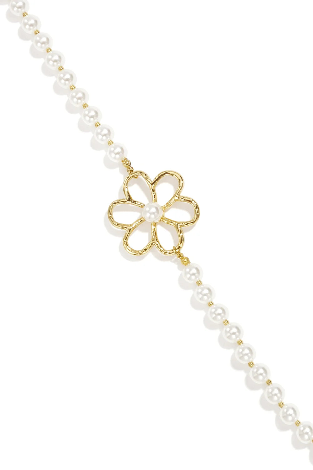 "Evangeline" Asymmetric Floral Pearl Strand