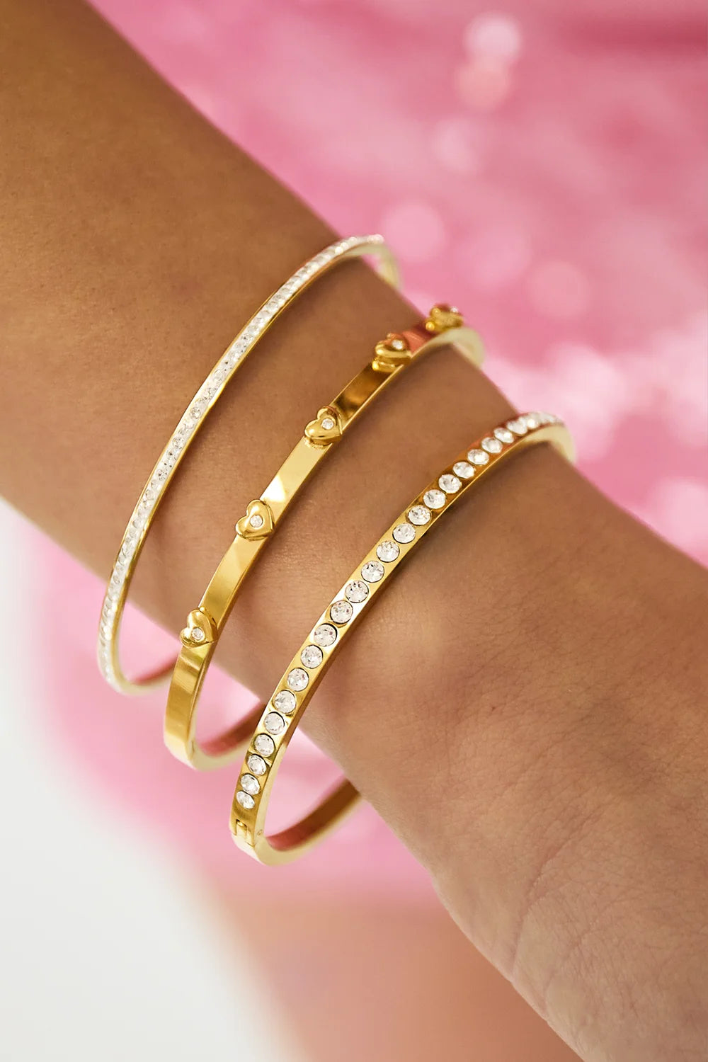 "Serena" Pavé Crystal Gold Bangle