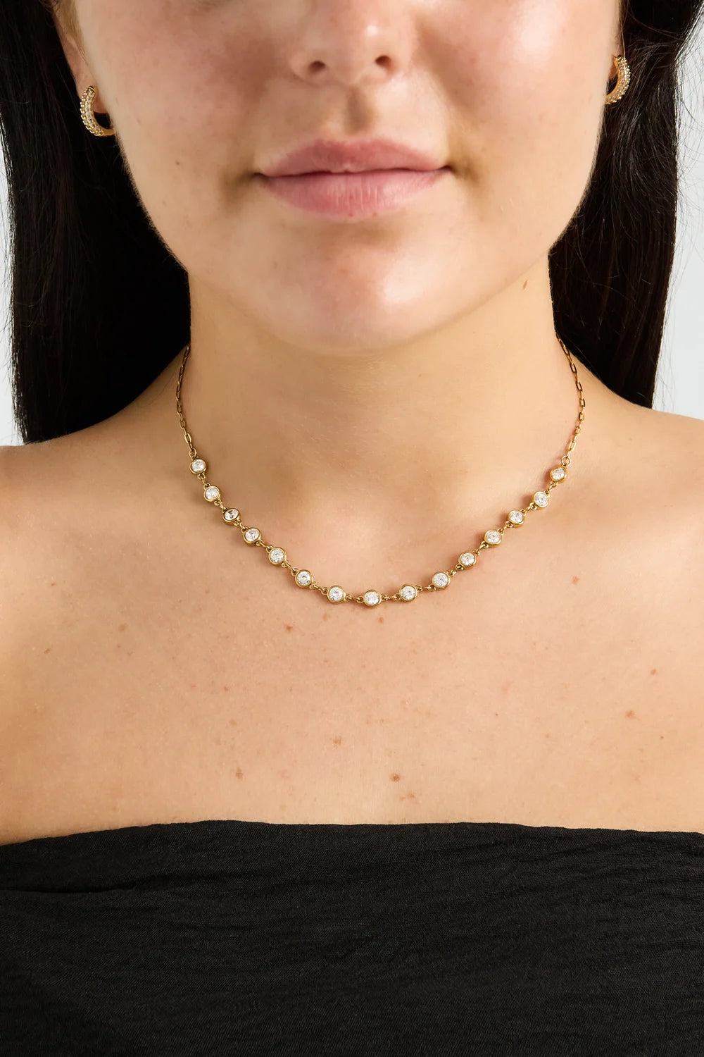 "Clara" Solitaire Crystal Station Necklace Ailani Jewels