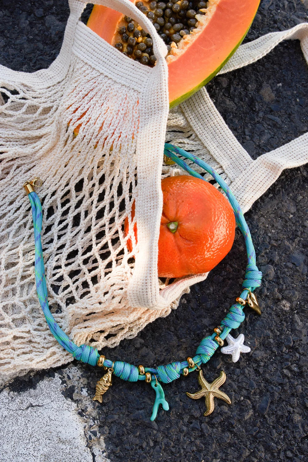 "Deep Sea" Braided Azure Charm Necklace