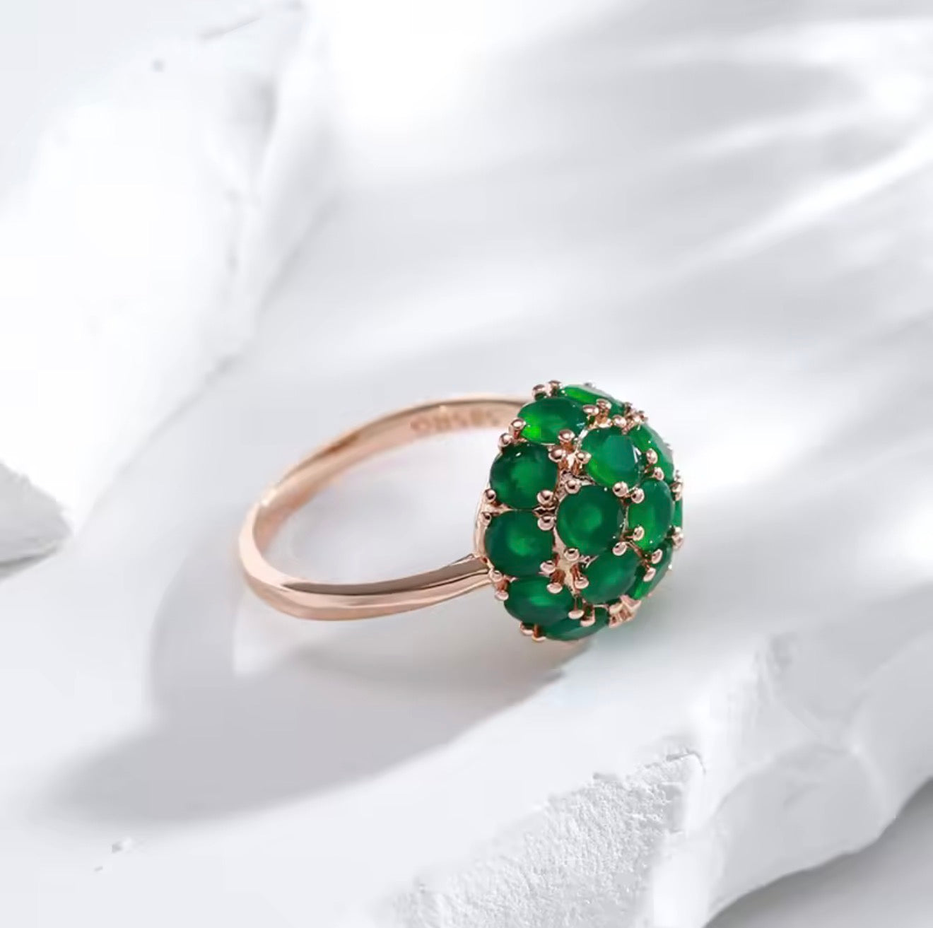 "Esmeralda" Emerald Dome Cluster Statement Ring