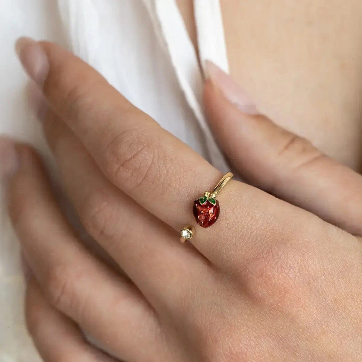 "Wild Strawberry" Enamel Open Ring Bill Skinner