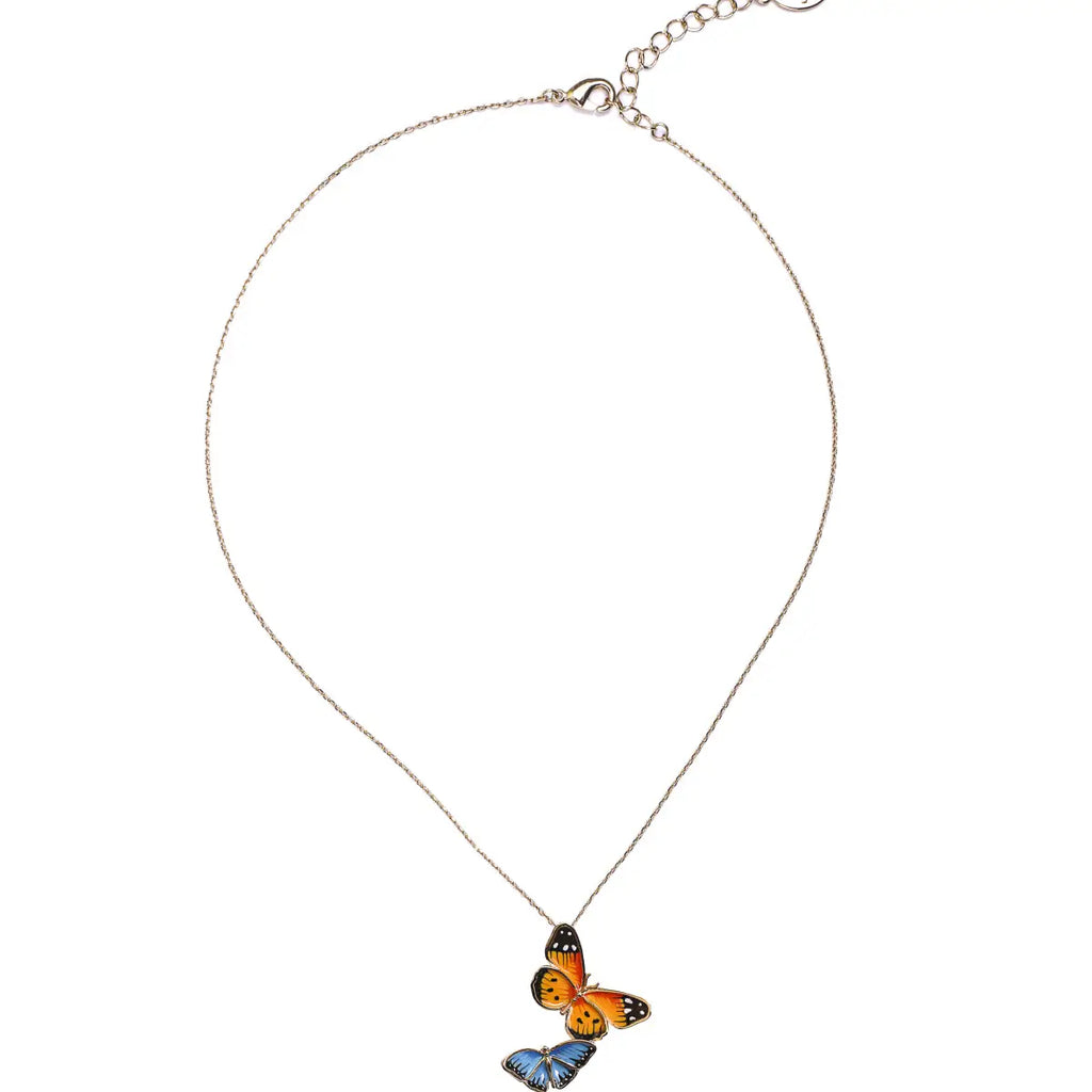 "Enchanted Garden" Dual Butterfly Pendant Necklace