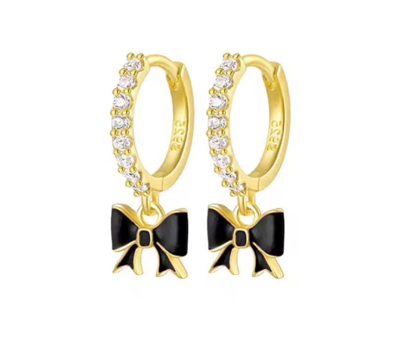 "Colette" Pink Bow Huggie Hoop Earrings