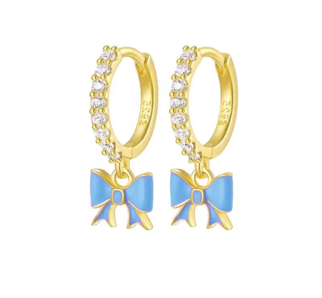 "Colette" Pink Bow Huggie Hoop Earrings
