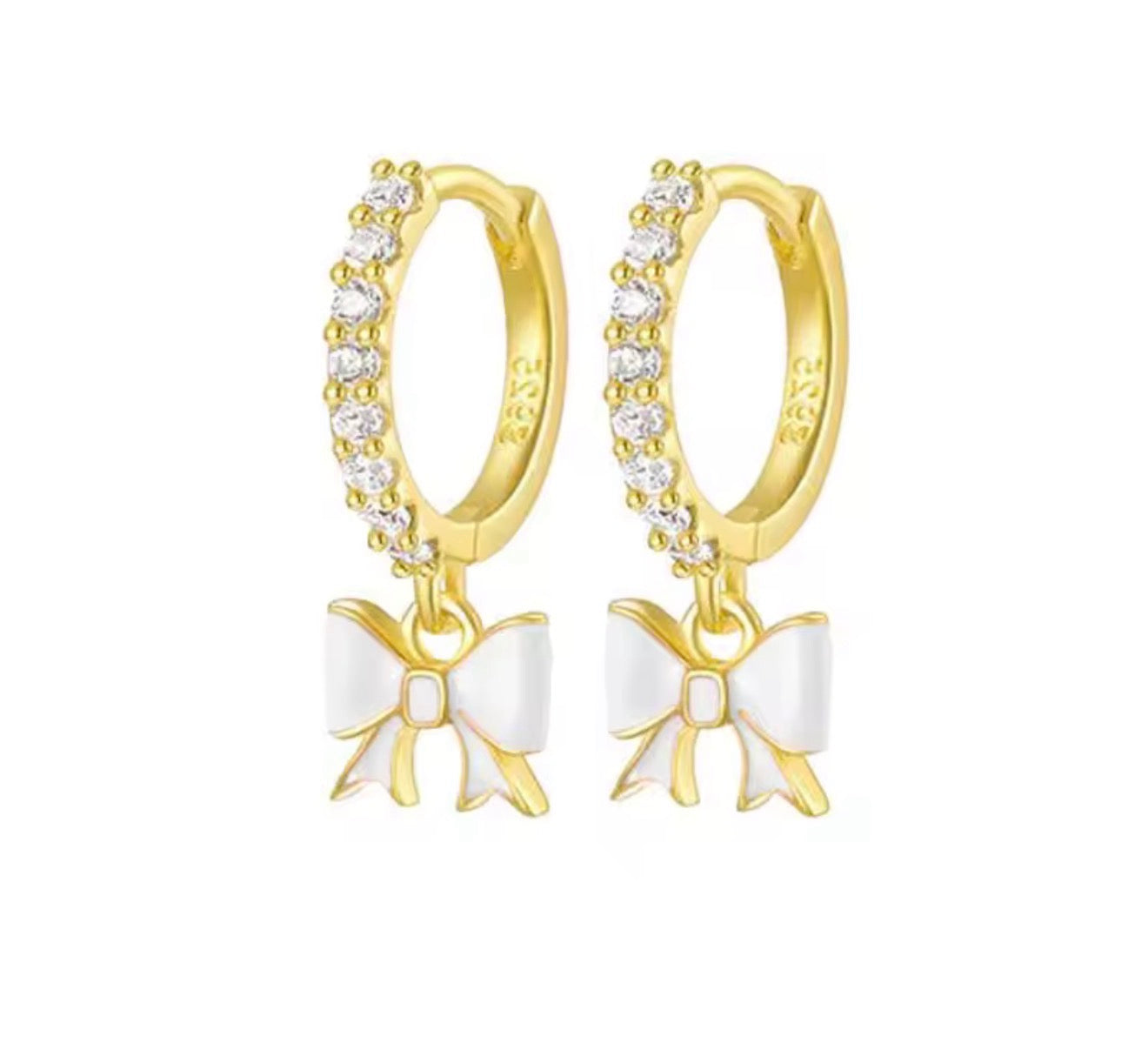 "Colette" Pink Bow Huggie Hoop Earrings