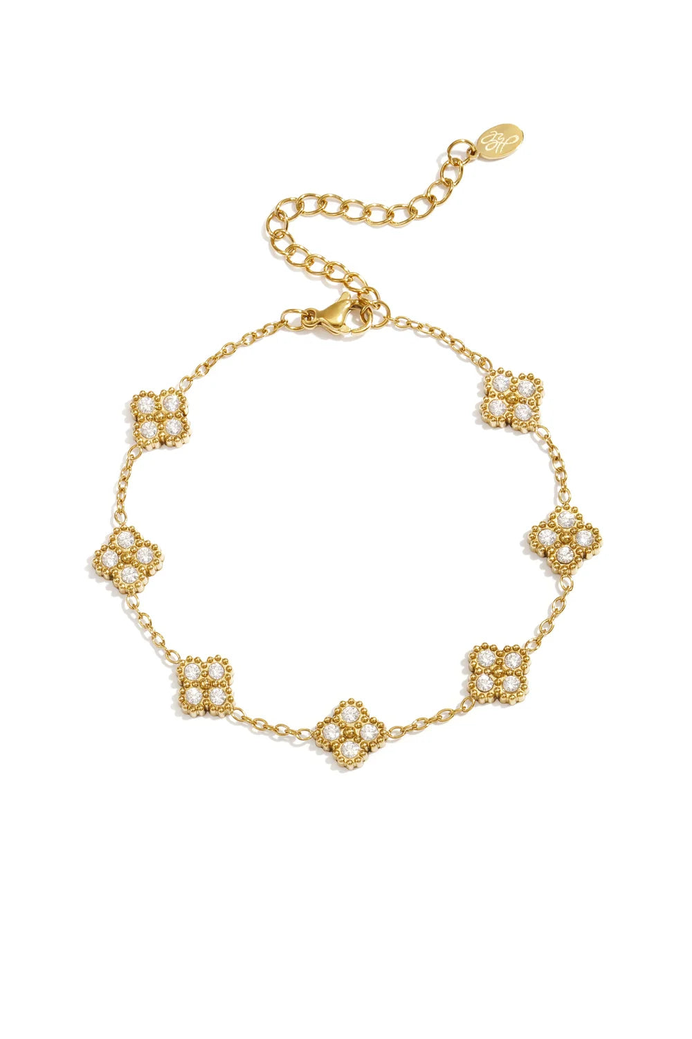 "Giselle" Pavé Clover Station Bracelet