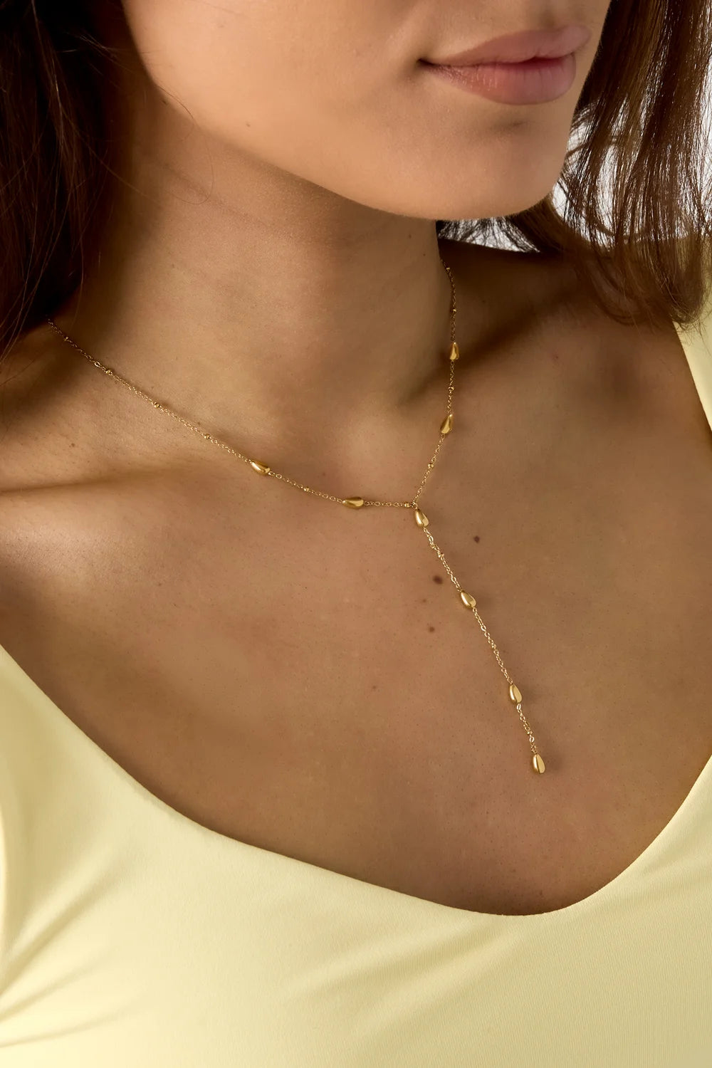 "Larme Drop" Fluid Teardrop Y-Necklace