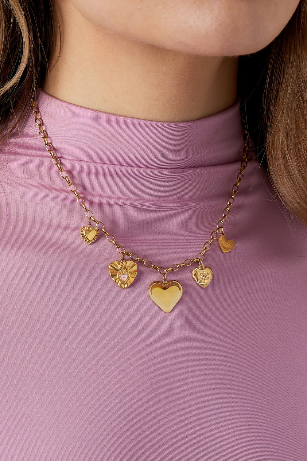 "Chérie Amour" Multi-Heart Charm Necklace