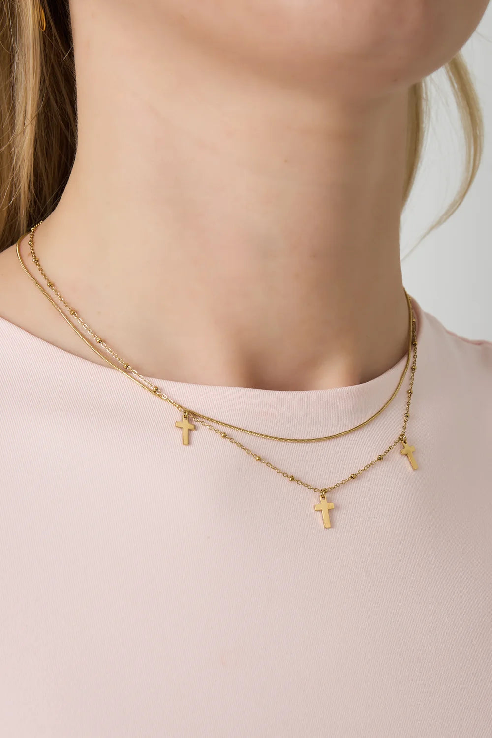 "Providence" Layered Cross Chain Necklace